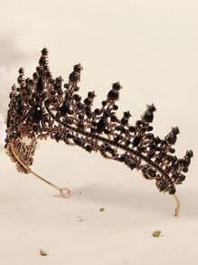 1Pcs Crystal Crowns And Tiaras Headband For Girl Or Women Birthday Party Wedding Prom Bridal Halloween Christmas,Valentine's Day Gift - Black - View 8