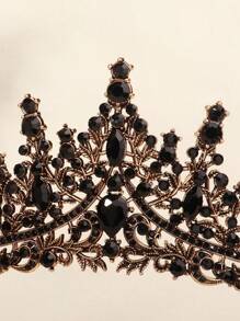 1Pcs Crystal Crowns And Tiaras Headband For Girl Or Women Birthday Party Wedding Prom Bridal Halloween Christmas,Valentine's Day Gift - Black - View 7