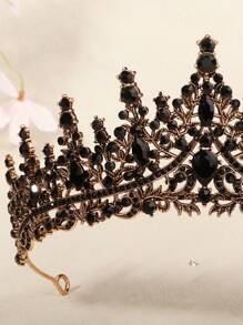 1Pcs Crystal Crowns And Tiaras Headband For Girl Or Women Birthday Party Wedding Prom Bridal Halloween Christmas,Valentine's Day Gift - Black - View 6