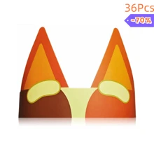 12 件/24 包/36 件狗耳朵头带蓝色狗狗生日派对帽蓝色和橙色纸质派对皇冠适用于小狗主题生日派对用品婴儿洗礼装饰，返校情人节