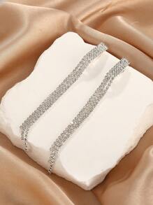 2 szt. Nowy srebrny odcień przesadzone modne kolczyki z frędzlami na klipsie ozdobione kryształkami dla kobiet, odpowiednie na wesela