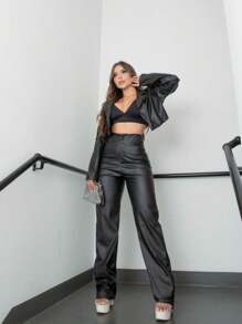 Women Pants - 黑色 - 查看 5