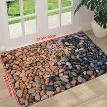 1 pieza Alfombra de impresión en 3D con diseño de adoquines, decoración de habitación - Multicolor - Ver 3