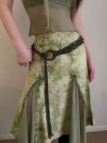 1pc Women's Coffee-Colored Polyester Bohemian Style Round Buckle Pearl Vintage Waist Chain Halloween Christmas Summer, School Fall, Autumn, Halloween