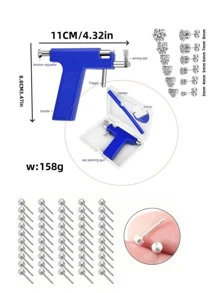 62pcs/98pcs/Set Reusable Ear Piercing Kit, Includes (49pcs Silver-Plated Earring Studs + 12pcs 3D Cubic Zirconia Studs) (98pcs Earring Accessories Exclude Piercing Gun), Optional One-Time-Use Low-Pain Ear Piercing Gun, Suitable For Students Personal Ear Piercing Beauty Tools And Accessories - Multicolor - View 5
