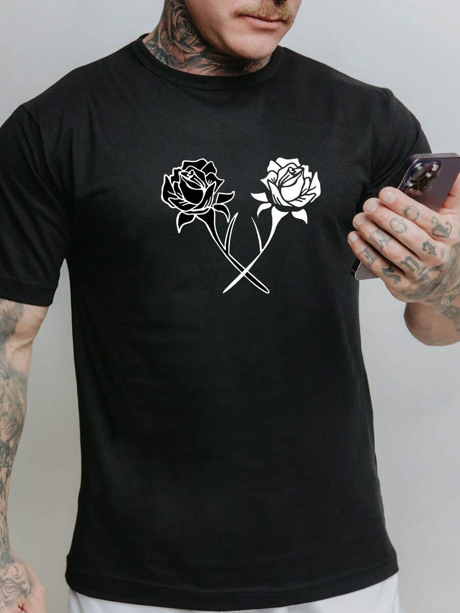 Men T-Shirts - 黑色 - 查看 1