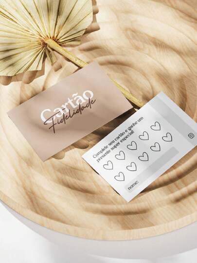 100 Cartão de Fidelidade bege nude Cliente Vip Fiel Pronta Entrega