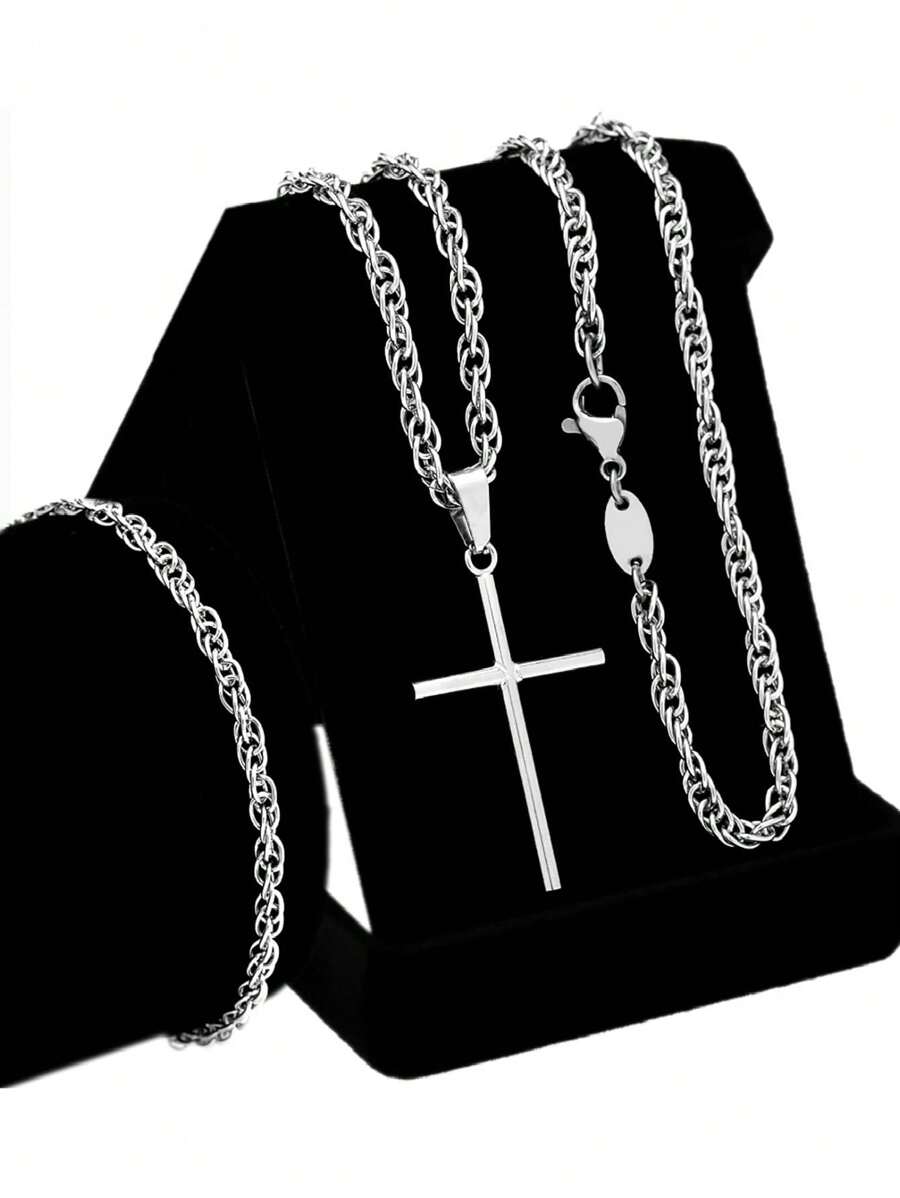Men'S Necklace Sets - 銀色 - 查看 1