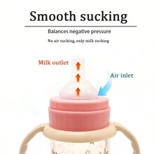 1个330毫升星形印花婴儿奶瓶，可爱图案，PP材质带手柄，加厚防摔，防胀气 - 彩色 - 查看 7