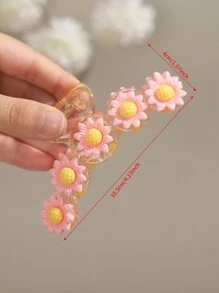 1入太陽花造型髮夾，適合日常佩戴和造型 - 白色 - 查看 4