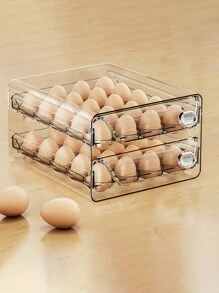 1層/2層，蛋類儲存盒，可堆疊的PET蛋類儲存組，多層蛋托容器，抽屜式蛋類儲存組織架，透明保鮮整理盒，適用於廚房及冰箱使用