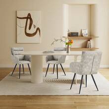 Modern PU Easy Cleaning Office/Home Chairs Set Of 2 Armrest & Backrest Comfortable Chairs Upholstered Chair With Black Metal Legs For Office Dining Room Kitchen Bedroom And Living Room