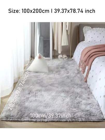Piece Fluffy Plush Bedroom Living Room Area Vloerkleed Super Zachte Fuzzy Tie Dyed Verlichting Grijs Vloer Mat Moderne Home ,Room view 10