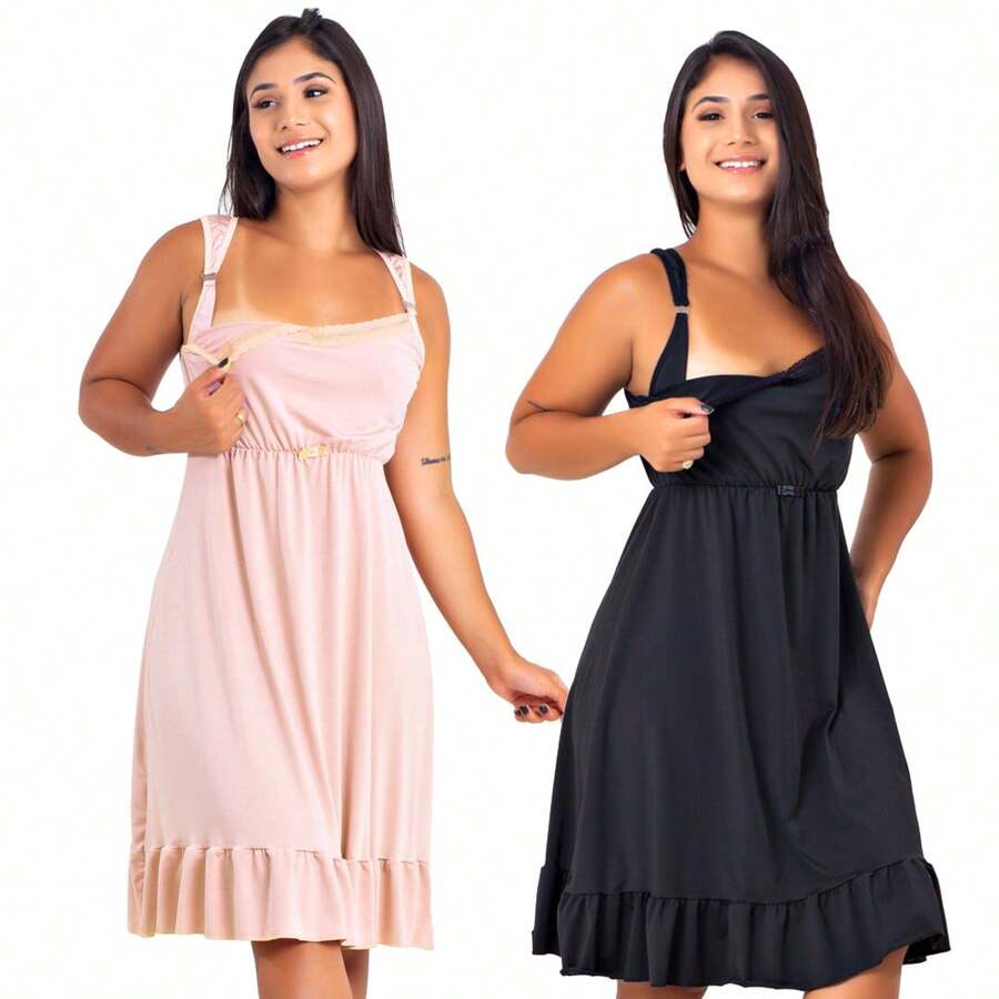 Plus Size Nightgowns & Sleepshirts - Negro - Ver 1