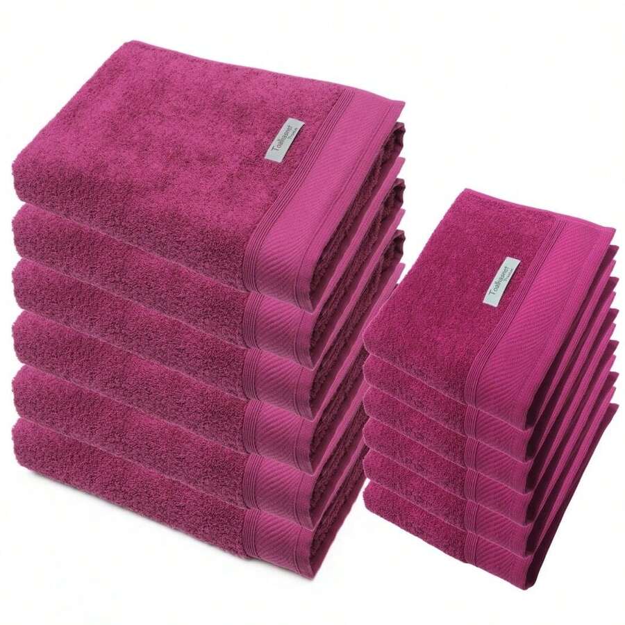 Jogo de toalhas 12 peças Catarina Premium - Gramatura 500 - 6 Banho e 6 Rosto - Hotel Pousada - Toalhas Grossas e Macias