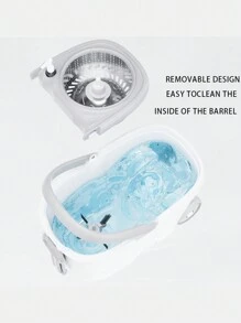 Spin Mop And Bucket System With Wringer For Floor Cleaning, Floor Mop Bucket With Stainless Steel Handle, Mop With Spin Bucket And 3 Microfiber Mop Heads - 彩色 - 查看 7