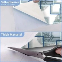 LFASCU 1卷10M幾何圖案自粘壁紙，藍色方形樹設計，PVC材質，易安裝，撕下即貼，適用於臥室、客廳電視牆背景、廚房櫥櫃、家具翻新、DIY裝飾、易於清潔，尺寸為17.7英寸X393.7英寸 - 藍色 - 查看 7