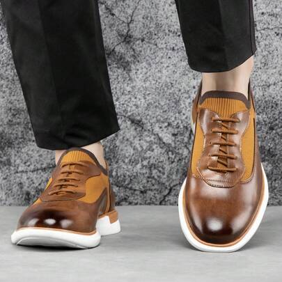 Modern Classic Oxford Dress Shoes For Men - Casual And Business Lace-Up Wingtip Design