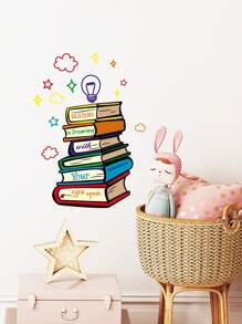 1pc Baby Room Cartoon BOOK Shaped Light Bulb Decorative Wall Sticker Baby Shower Family Decorations Gifts - Multicolor - View 3