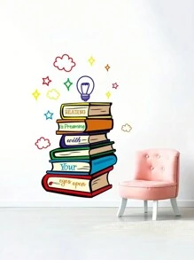 1pc Baby Room Cartoon BOOK Shaped Light Bulb Decorative Wall Sticker Baby Shower Family Decorations Gifts - Multicolor - View 2