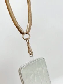 Litchi Pattern Premium Leather Reinforced Mobile Phone Lanyard Wrist Strap Chain Pendant Keychain Anti-Drop Short Rope - Champagne - View 7