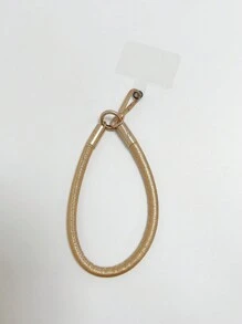 Litchi Pattern Premium Leather Reinforced Mobile Phone Lanyard Wrist Strap Chain Pendant Keychain Anti-Drop Short Rope - Champagne - View 5