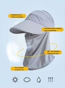 1 件多功能遮阳透气面罩速干帽，女士夏季骑行电动自行车太阳帽，面罩冰丝面罩，可拆卸面纱户外太阳帽，防紫外线大帽檐镂空太阳帽滑雪面罩