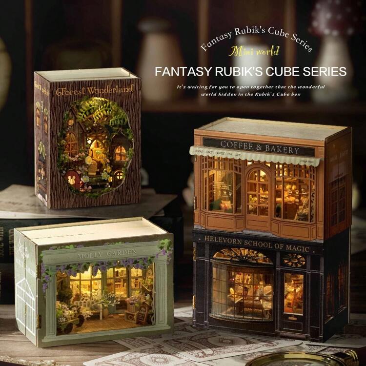 CUTE ROOM 1 pièce Décoration de Noël Série de cubes fantaisie, cabane DIY à assembler, petite maison. Cadeau d'anniversaire créatif pour la petite amie et la meilleure amie. Puzzle 3D pour adulte. Jouet artisanal parfait pour les passionnés d'artisanat et la décoration de chambre