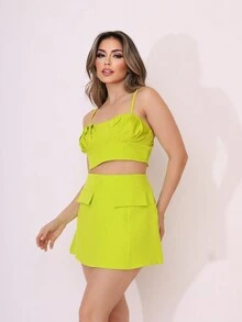 Colorful To Choose. Fashion Women's Skirt Set Pengmoda - 青檸色 - 查看 2