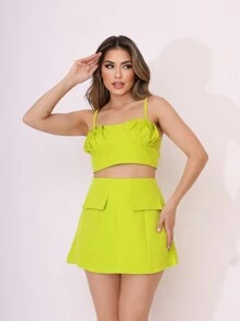 Colorful To Choose. Fashion Women's Skirt Set Pengmoda - 青檸色 - 查看 1