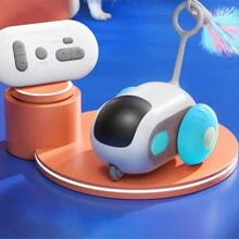 1入組遙控電動貓玩具2.0智能互動追逐車，智慧感應自動移動滾輪貓玩具，適用於室內貓咪，可USB充電 - 彩色 - 查看 5