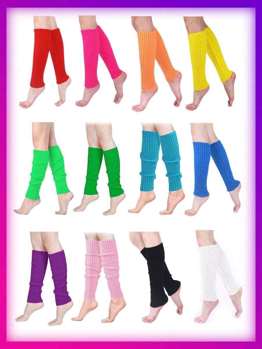 1/3 双女式霓虹纯色针织保暖秋冬，温暖优雅的腿袖舞会万圣节