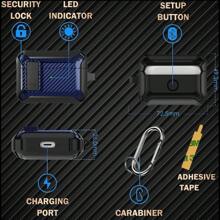 兼容 AirpodsPro 第二代/第一代保护壳，带清洁套件，军用 AirPod Pro 2 保护壳，带锁和挂绳，酷炫防震保护壳，适用于 Airpod Pro 第二代/第一代（2023/2022/2019） - 黑色/藍色 - 查看 7