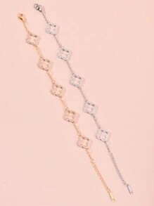 1pc Lucky Four-Leaf Clover Stylish Women's Bracelet With Cubic Zirconia, Surprise Gift For Valentine's Day, Birthday, Mother, Girlfriend, Daughter Valentines