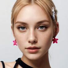 1 Pair Vibrant Hibiscus Flower Earrings - Star Flowers - View 5