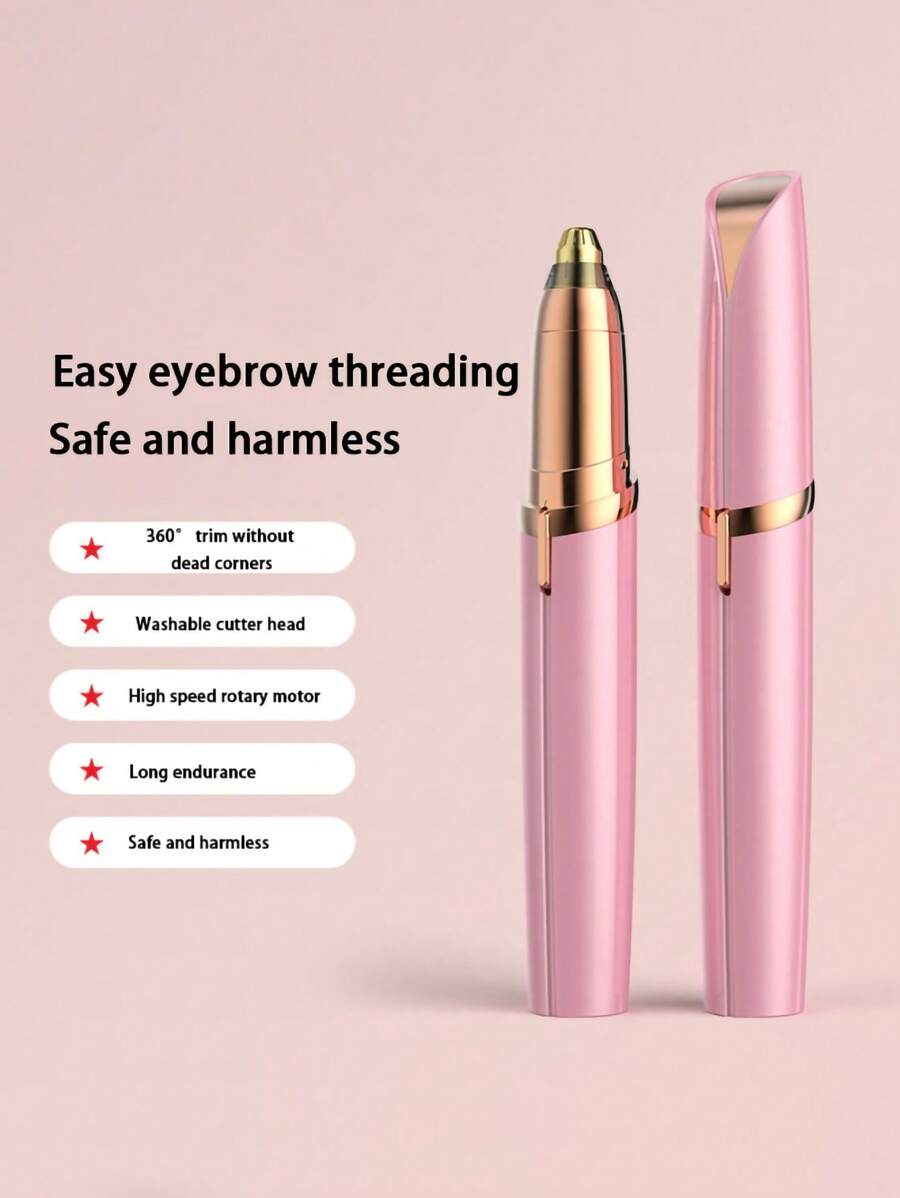 1 件电动眉毛修剪器 - 女士自动眉毛修形、面部脱毛器、无痛眉毛、唇毛、鼻毛剃须刀 - 粉色 - 查看 1