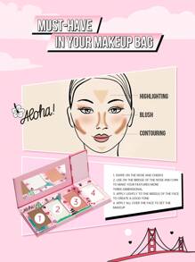 Misslyn PALETA DE MAQUILLAJE PARA VIAJE TODO EN , Paleta facial de 4 colores con paleta profesional de contorno, iluminador, rubor y bronceador para un maquillaje perfecto y de larga duración, fácil de aplicar, paleta de maquillaje multiusos de polvo de contorno y corrector, vegana, libre de crueldad animal