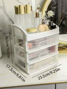 1 个带抽屉的办公桌收纳盒，大容量多层化妆品收纳盒，梳妆台塑料展示架，学校用品收纳架，分类收纳，适用于家庭、浴室、卧室书房、办公室收纳配件、化妆刷、记号笔盒、铅笔架、香水、化妆刷、钢笔、笔记、书籍、记事本、珠宝 - 彩色 - 查看 3