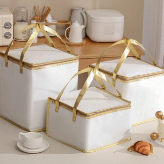 1pc Insulated Cake Carrier Bag - Thermal Insulation For Temperature Control, Premium Cooler Bag Design, Durable Aluminum Foil Lining - Perfect For Transporting Cakes And Pastries, Office, School, Camping, And Picnic Events, Kitchen Organizers And Storage, Must-Have Kitchen Accessory For Foodies