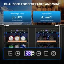 Wine And Beverage Refrigerator 24 Inch Dual Zone, French Door Wine And Beverage Cooler Built-In Or Freestanding Drink Fridge - 銀色 - 查看 3
