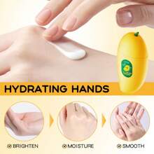 Crema de manos nutritiva con aroma a fresa/plátano/aloe/melocotón/mango, hidratante, suavizante, fragancia frutal, previene las manos agrietadas, crema para el cuidado de las manos - Blanco - Ver 4