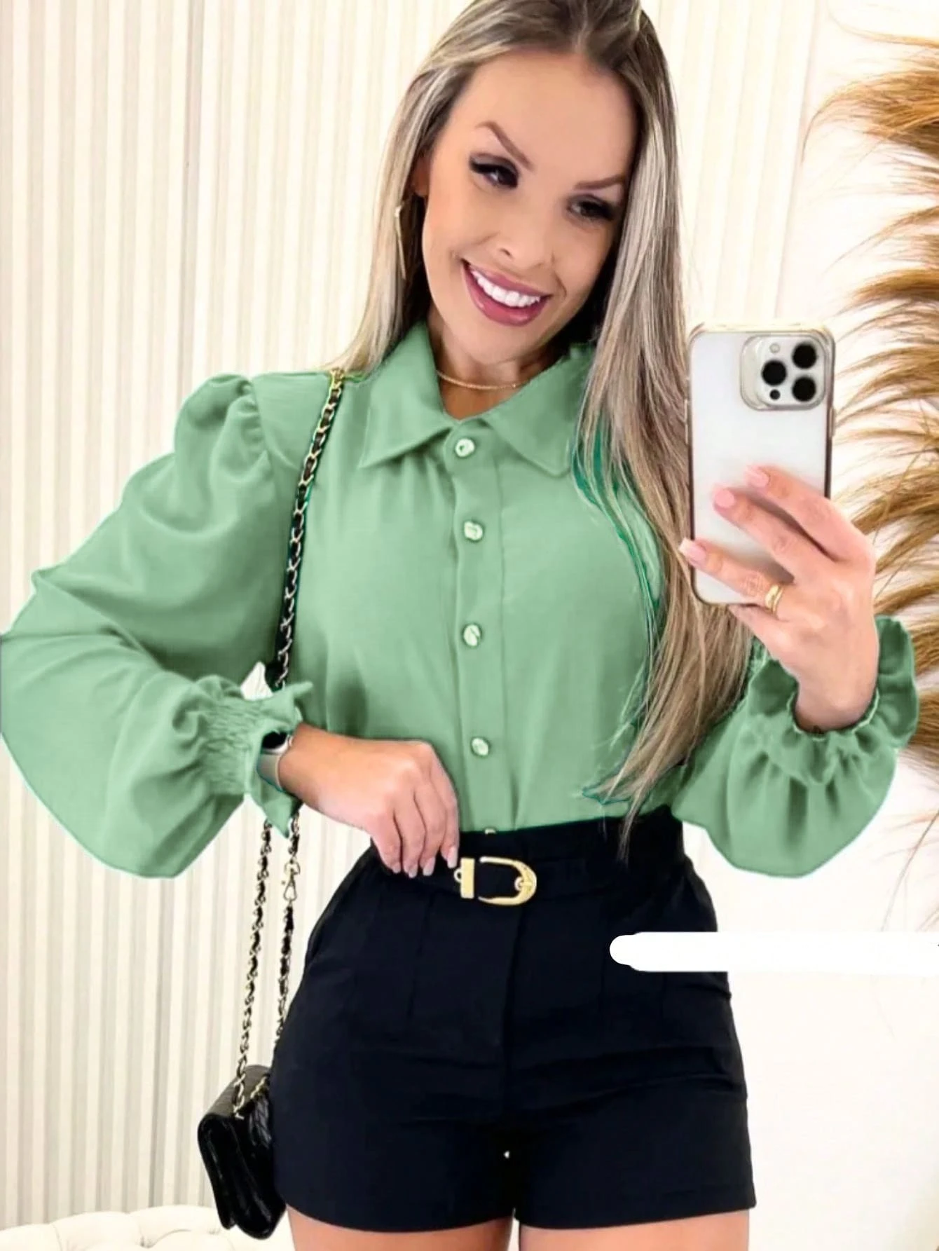 Women Blouses - Màu xanh Bạc hà - Xem 1