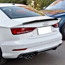 For 2014 - 2020 Audi A3 / A3 Quattro / S3 / RS3 Sedan V-Type Real Carbon Fiber Rear Trunk Spoiler (Don't Not Fit Convertible Or Wagon Models)