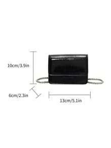 Mini Metal Chain Fashion New Crossbody Bag - Black - View 6