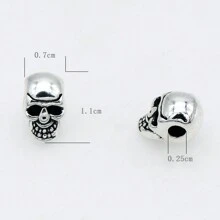 10pcs/Pack Halloween Style Zinc Alloy Street Hip Hop Rock Skull Beads For DIY Bracelets, Puzzle Beads And Jewelry Making, Unisex