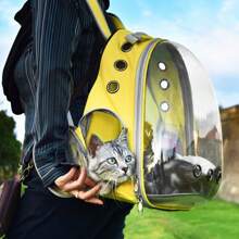 Cat Backpack/Cat Backpack Bubble Expandable Foldable Breathable For Small Medium Dogs Cats, Space Capsule Bubble Window Pet Carrier Backpack For Hiking, Travelling - Yellow - View 7