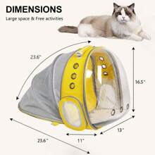 Cat Backpack/Cat Backpack Bubble Expandable Foldable Breathable For Small Medium Dogs Cats, Space Capsule Bubble Window Pet Carrier Backpack For Hiking, Travelling - Yellow - View 3