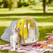 Cat Backpack/Cat Backpack Bubble Expandable Foldable Breathable For Small Medium Dogs Cats, Space Capsule Bubble Window Pet Carrier Backpack For Hiking, Travelling - Yellow - View 6