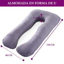 ANTSAY Almohada de Embarazo, Almohada de Maternidad en Forma de U, con Funda Extraíble Terciopelo, para Apoyo de Cuerpo Completo, Almohada para Dormir para Mujeres Embarazadas - Negro - Ver 7