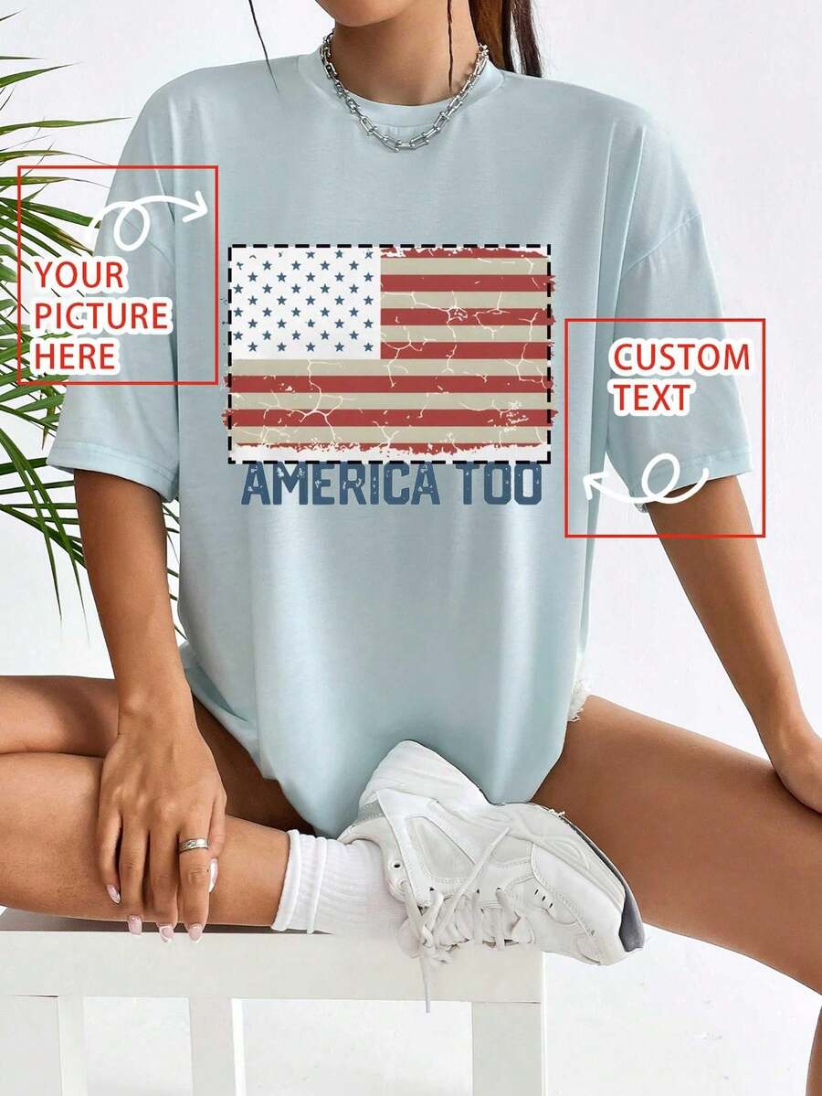Regalo personalizzato per Natale, Ringraziamento, T-shirt con foto personalizzata, T-shirt per la fidanzata, Amo la mia fidanzata, T-shirt vintage con foto personalizzata, T-shirt di coppia con foto personalizzata. Aggiungi le tue foto e testi preferiti (foto della fidanzata/coppia/famiglia/selfie/animale domestico/amico) per progettare la tua T-shirt personalizzata stampata, adatta per (anniversario/dichiarazione di matrimonio/dichiarazione di fidanzamento/il giorno in cui siete diventati una coppia), adatta per migliori amici, personalizzazione di gruppo per sorelle, adatta per uso quotidiano/festa di matrimonio/raduno aziendale/raduno familiare - celeste - Visualizzare 1